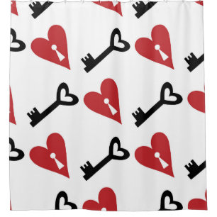 Stylish graphic seamless pattern with hearts and k shower curtain