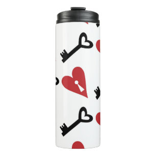 Stylish graphic seamless pattern with hearts and k thermal tumbler