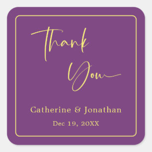 Stylish Gratitude: Simple Monogrammed Wedding Square Sticker