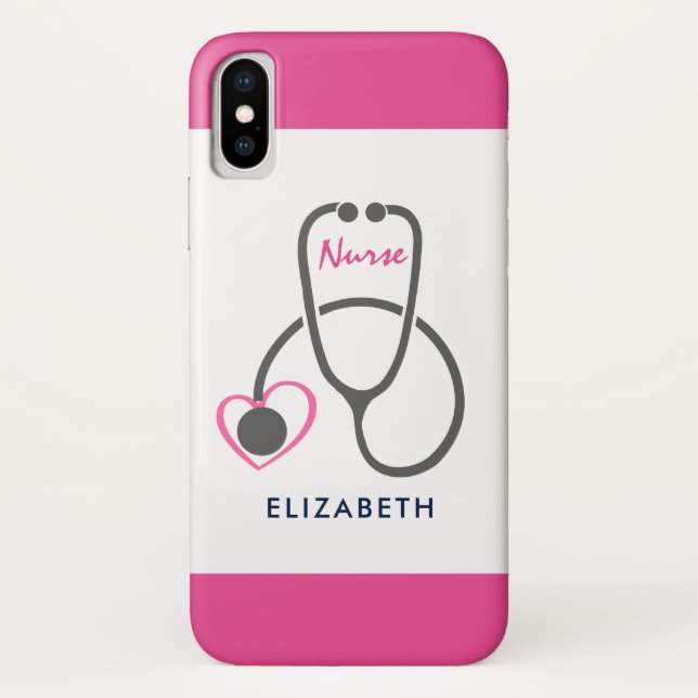 Stylish Gray Nursing Stethoscope Illustration Case-Mate iPhone Case (Back)