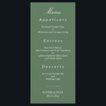 Stylish Grayish Green Wedding Menu<br><div class="desc">Stylish Grayish Green Wedding Menu, please personalise as required using the online Personalisation template before ordering. Once you have entered your wording onto the Personalisation template, should you find that you need to adjust the positioning of the text then please use the "Customise further" option to "Edit using the Design...</div>