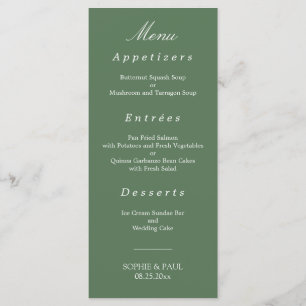 Stylish Grayish Green Wedding Menu
