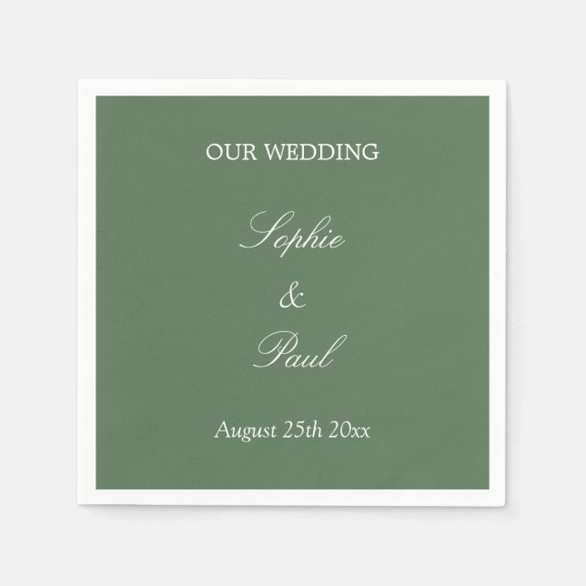 Stylish Grayish Green Wedding Napkins (Front)