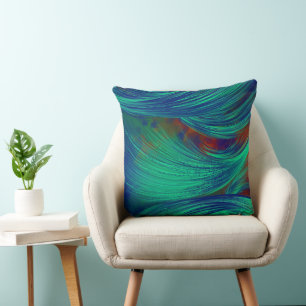 Stylish green Abstract Feathers Decorative Cus Cushion