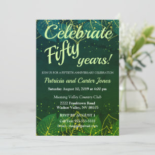 Stylish Green and Gold 50th Anniversary Invitation