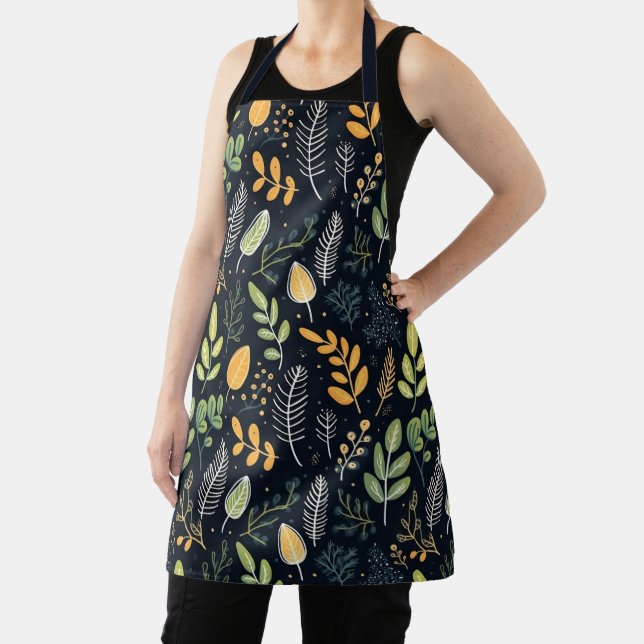 Stylish Green and Yellow Foliage Pattern  Apron (Insitu)
