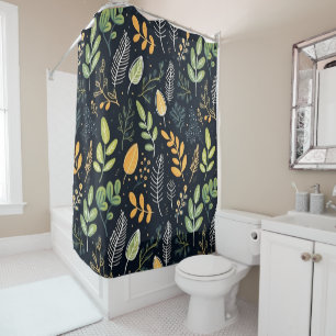 Stylish Green and Yellow Foliage Pattern  Shower Curtain