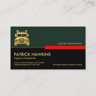 Stylish Green Black Layers Gold Truck Business Card