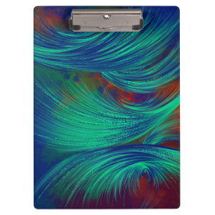 Stylish Green Blue Abstract Feathers   Clipboard