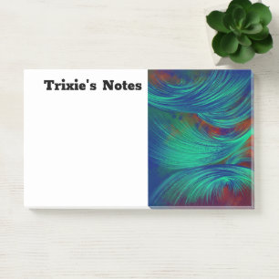 Stylish Green Blue Abstract Feathers Post-it Notes