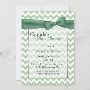 Stylish Green Chevron Couple's Baby Shower Invitation