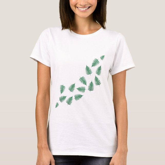 Stylish Green Fern Plants Wave Long Sleeves Shirt (Front)