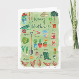 Stylish Green Gardening Garden Happy Birthday Card