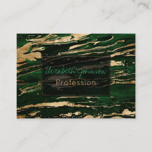 Stylish Green Gold Abstract Marble Business Card