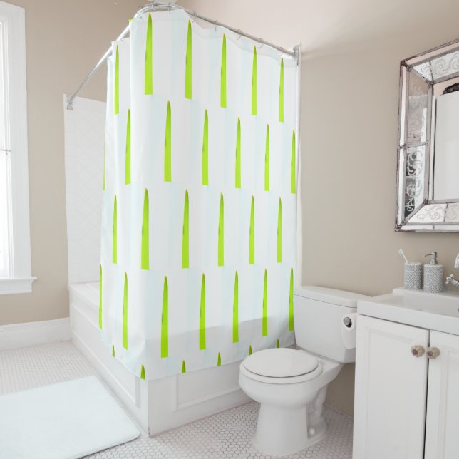 Stylish Green Grass Minimalistic Shower Cusrtain Curtain (In Situ)