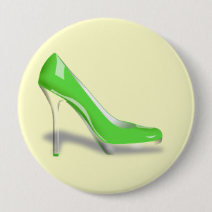 STYLISH GREEN HIGH HEEL SHOE 10 CM ROUND BADGE