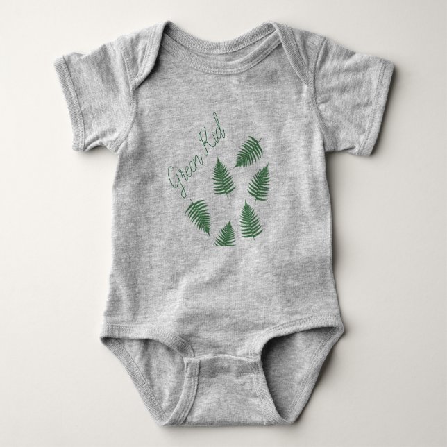 Stylish Green Kid Lucky Fern Baby Bodysuit (Front)
