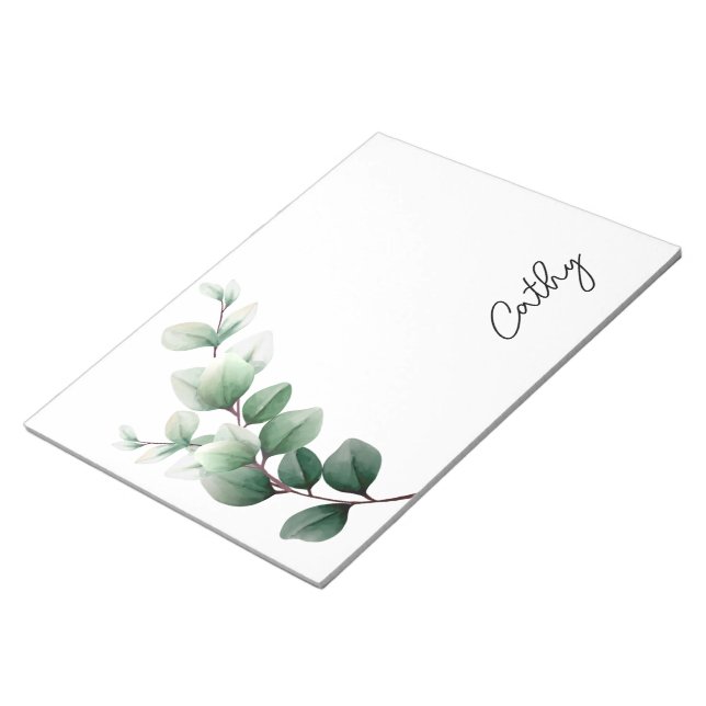 Stylish Green Leaf Name Notepad (Angled)