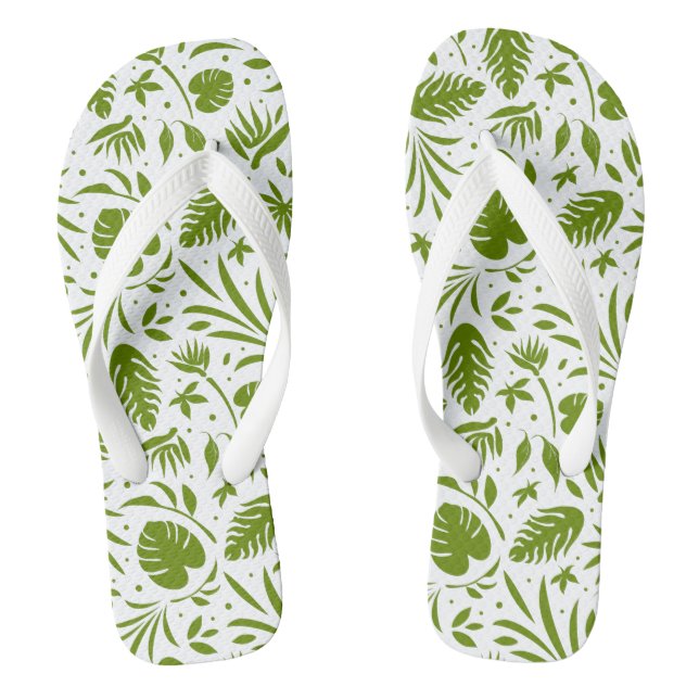 Stylish Green Leaf Pattern Thongs (Footbed)