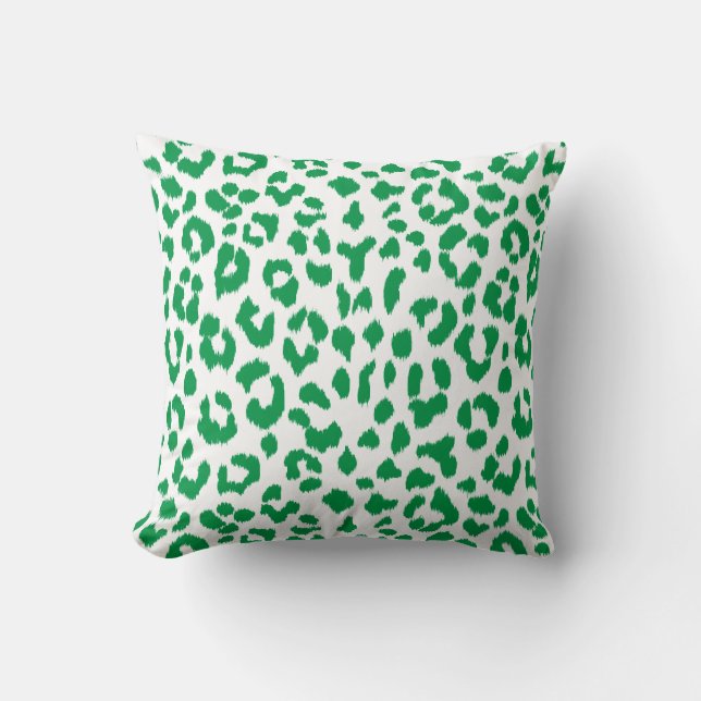 Stylish green leopard print with monogram cushion (Front)