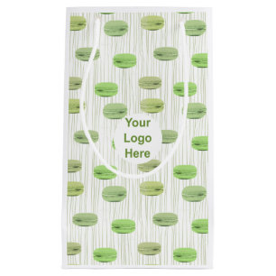 Stylish green macarons pastry personalised small gift bag