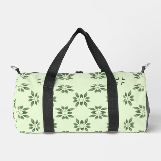 Stylish Green on Green Leaves Pattern Duffle Bag (Front)