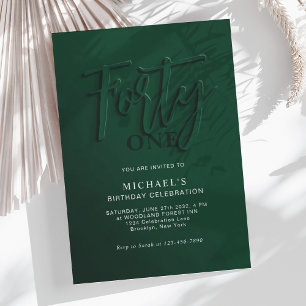 Stylish Green Script Forty 40th Adult Birthday Invitation