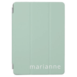 Stylish Green Solid Colour Personalised Name  iPad Air Cover