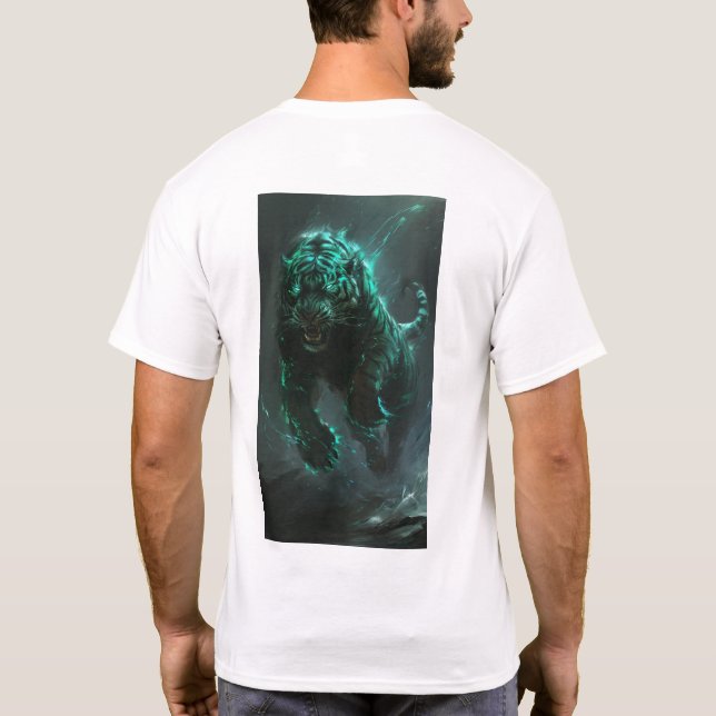 Stylish Green Tiger Graphic T-Shirt (Back)