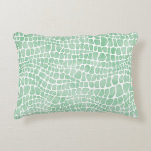 Stylish Green Watercolor Crocodile Skin Pattern Decorative Cushion