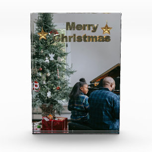Stylish Greenery Christmas Tree Family Photo Block