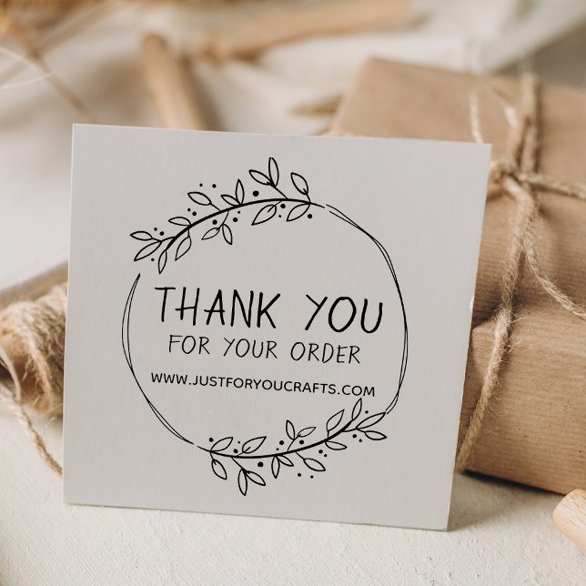 Stylish Greenery Thank You For Your Order Rubber Stamp (Stylish Greenery Thank You For Your Order Rubber Stamp)