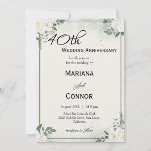 Stylish Greenery Wedding Anniversary Invitations