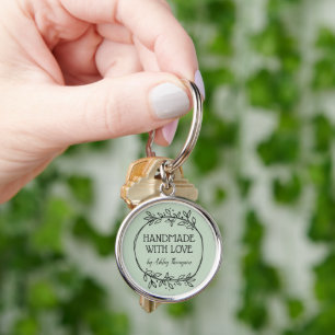Stylish Greenery Wreath Handmade With Love Key Ring