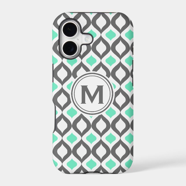 Stylish Grey and Mint Ogee Pattern (Back)
