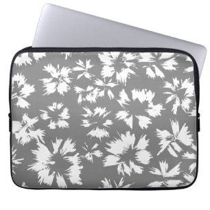 Stylish Grey and White Floral Pattern. Laptop Sleeve