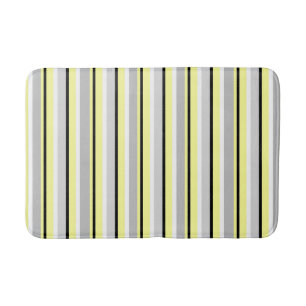 Stylish Grey and Yellow Striped Bath Mat