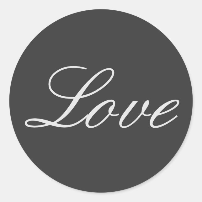 Stylish Grey Background Love Wedding Classic Round Sticker (Front)