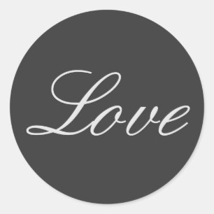 Stylish Grey Background Love Wedding Classic Round Sticker