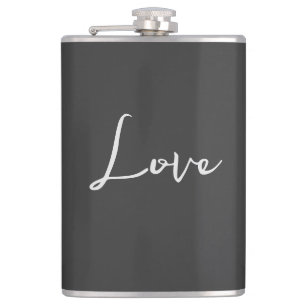 Stylish Grey Background Love Wedding Hip Flask