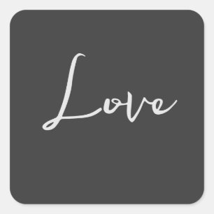 Stylish Grey Background Love Wedding Square Sticker