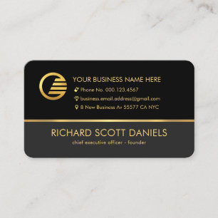 Stylish Grey Black CEO Layers Business Owner Business Card