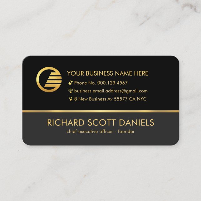 Stylish Grey Black CEO Layers Business Owner Business Card (Front)