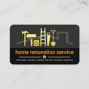 Stylish Grey Black Layers Construction Tools Business Card