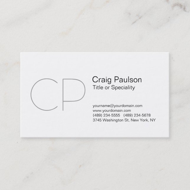 Stylish Grey Black White Monogram Business Card (Front)