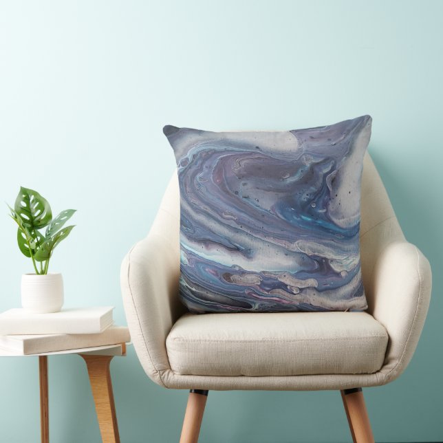 Stylish Grey, Blue, Purple Abstract Design Cushion (Chair)