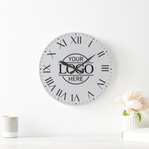 Stylish Grey Branded Company Business Logo Custom Large Clock
