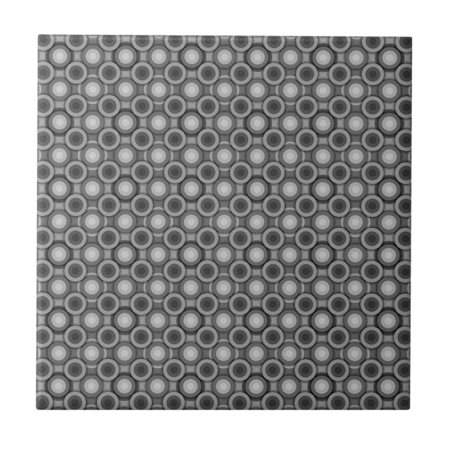 Stylish Grey Circles Pattern Ceramic Tile (Front)