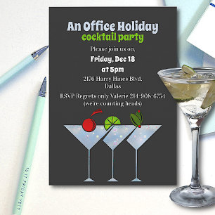 Stylish Grey Cocktails Christmas Party Invitation