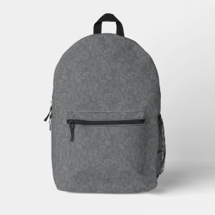 Stylish Grey Floral Abstract Backpack 